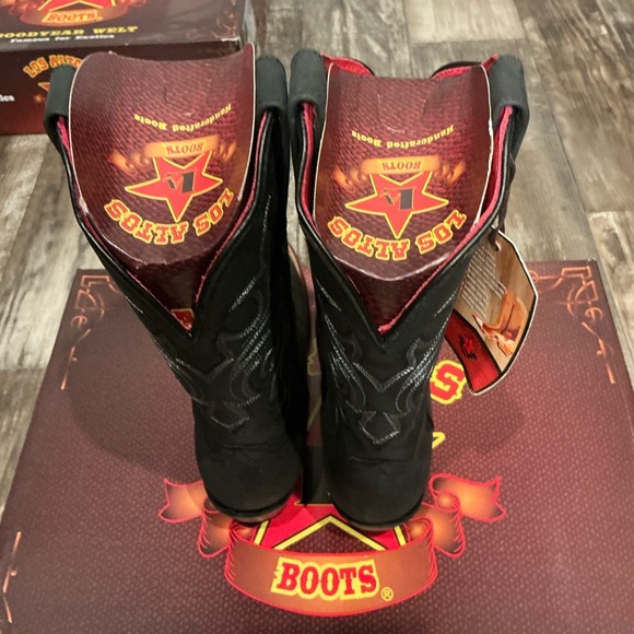 Los Altos Women’s Leather Black Cowboy Boots Size 6.5 - Picture 6 of 16